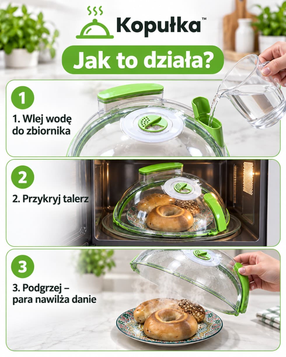 Kopułka™ – pokrywka do mikrofalówki z funkcją parowania