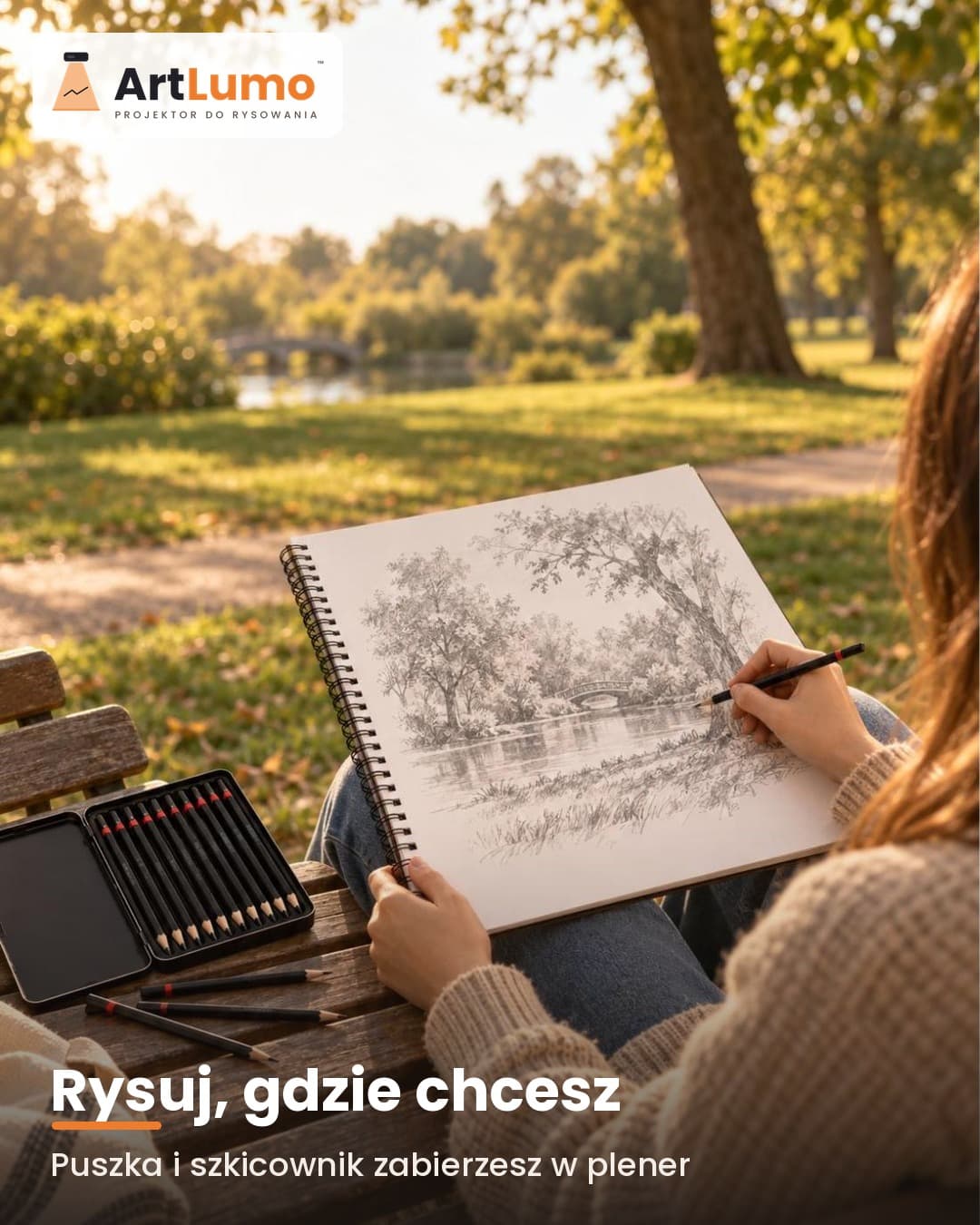 ArtLumo™ Zestaw do rysowania – 10 ołówków w puszce i szkicownik A3