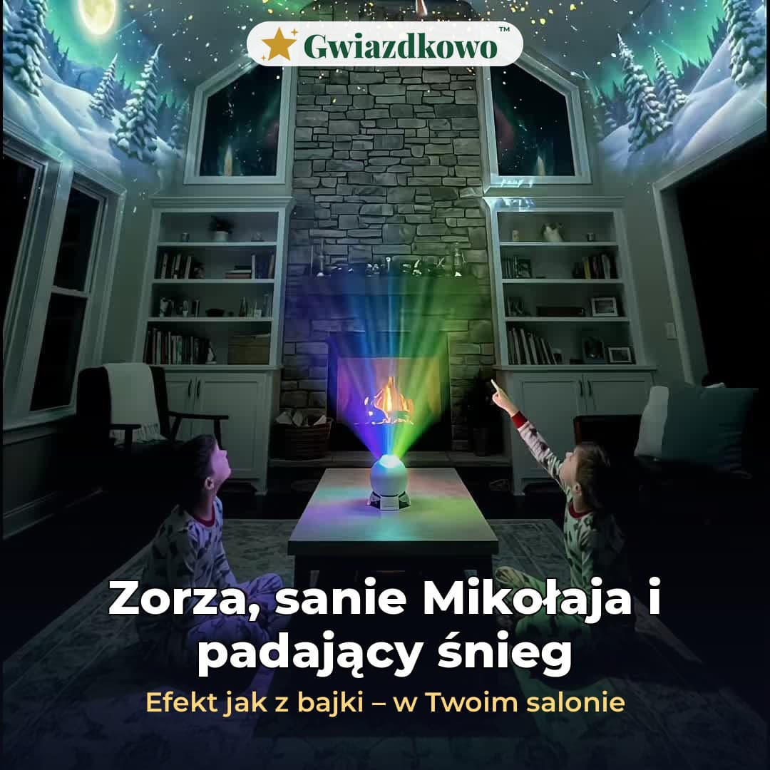 Gwiazdkowo™ – świąteczny projektor na sufit z obrotową podstawą 360°