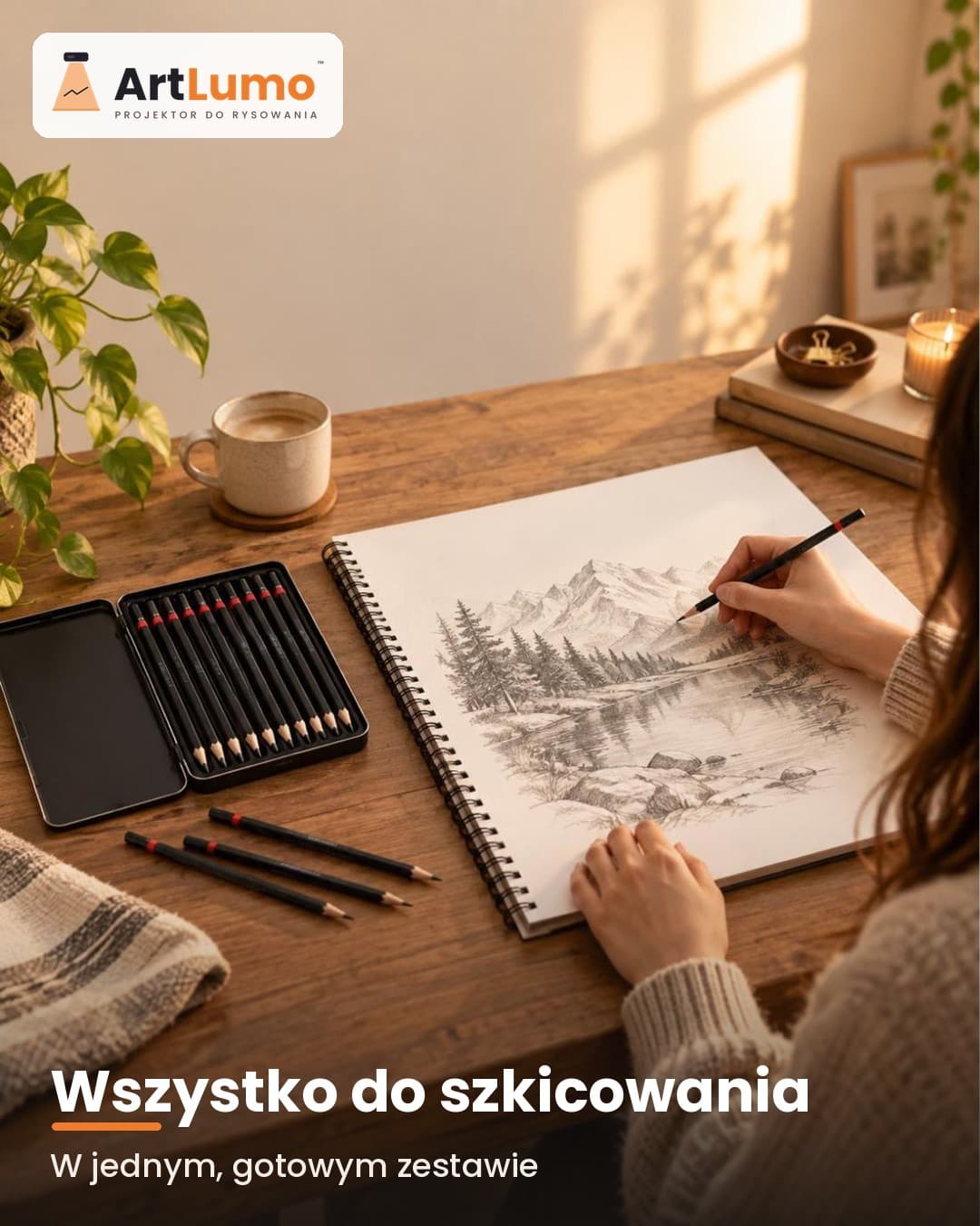 ArtLumo™ Zestaw do rysowania – 10 ołówków w puszce i szkicownik A3