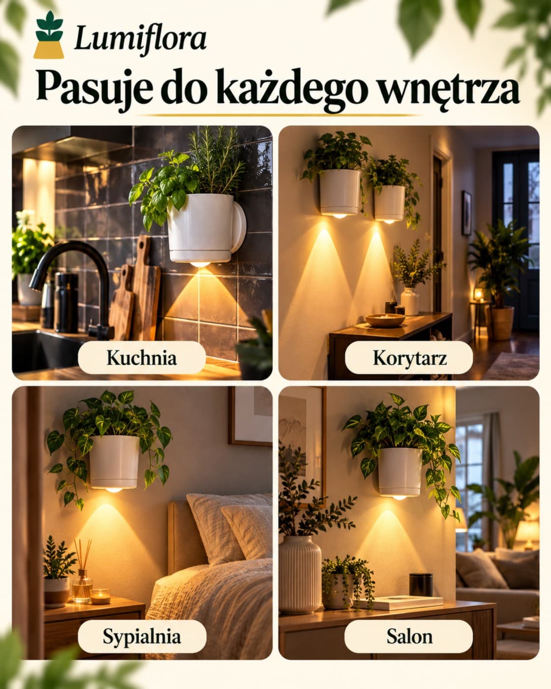 Lumiflora™ – doniczka ścienna z lampką LED na pilota