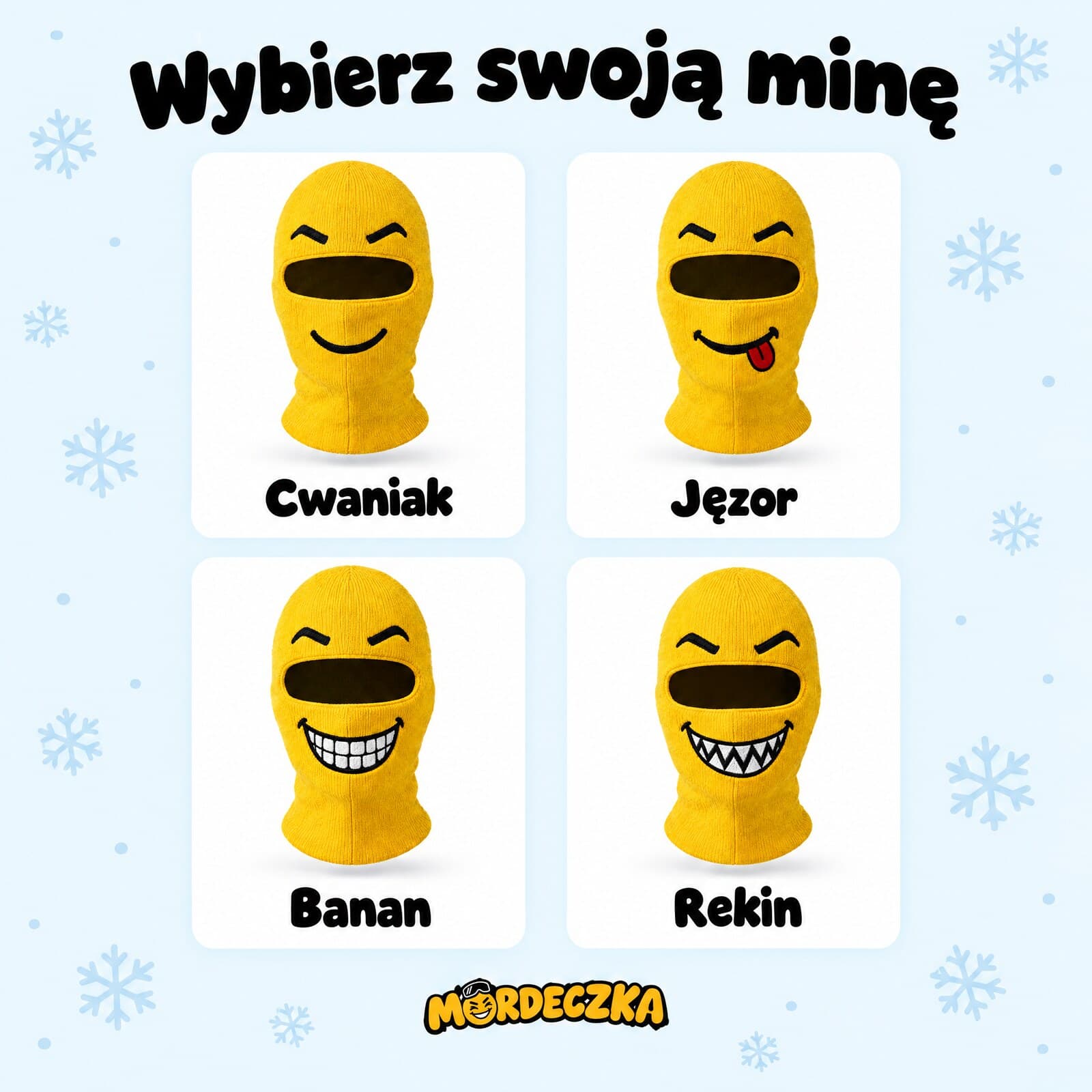 Mordeczka™ – śmieszna kominiarka narciarska z buźką
