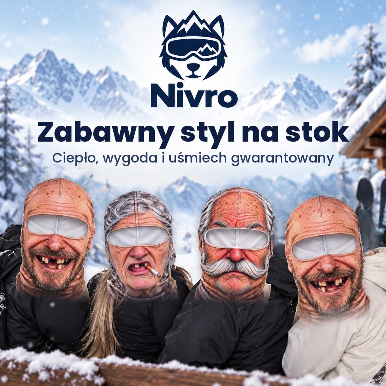 Nivro™ – śmieszna kominiarka narciarska z twarzą