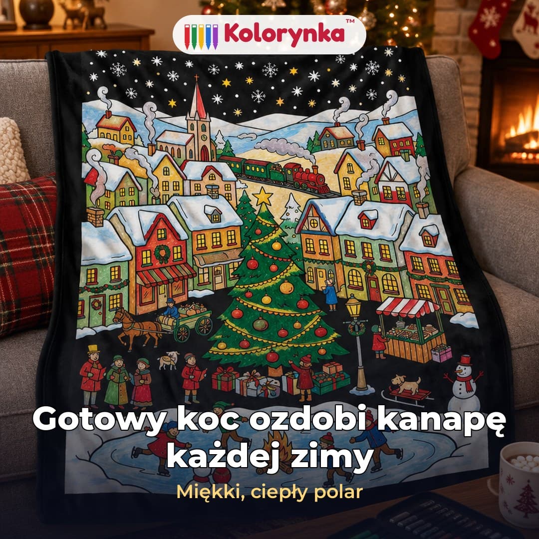 Kolorynka™ – świąteczny koc do kolorowania z pisakami do tkanin