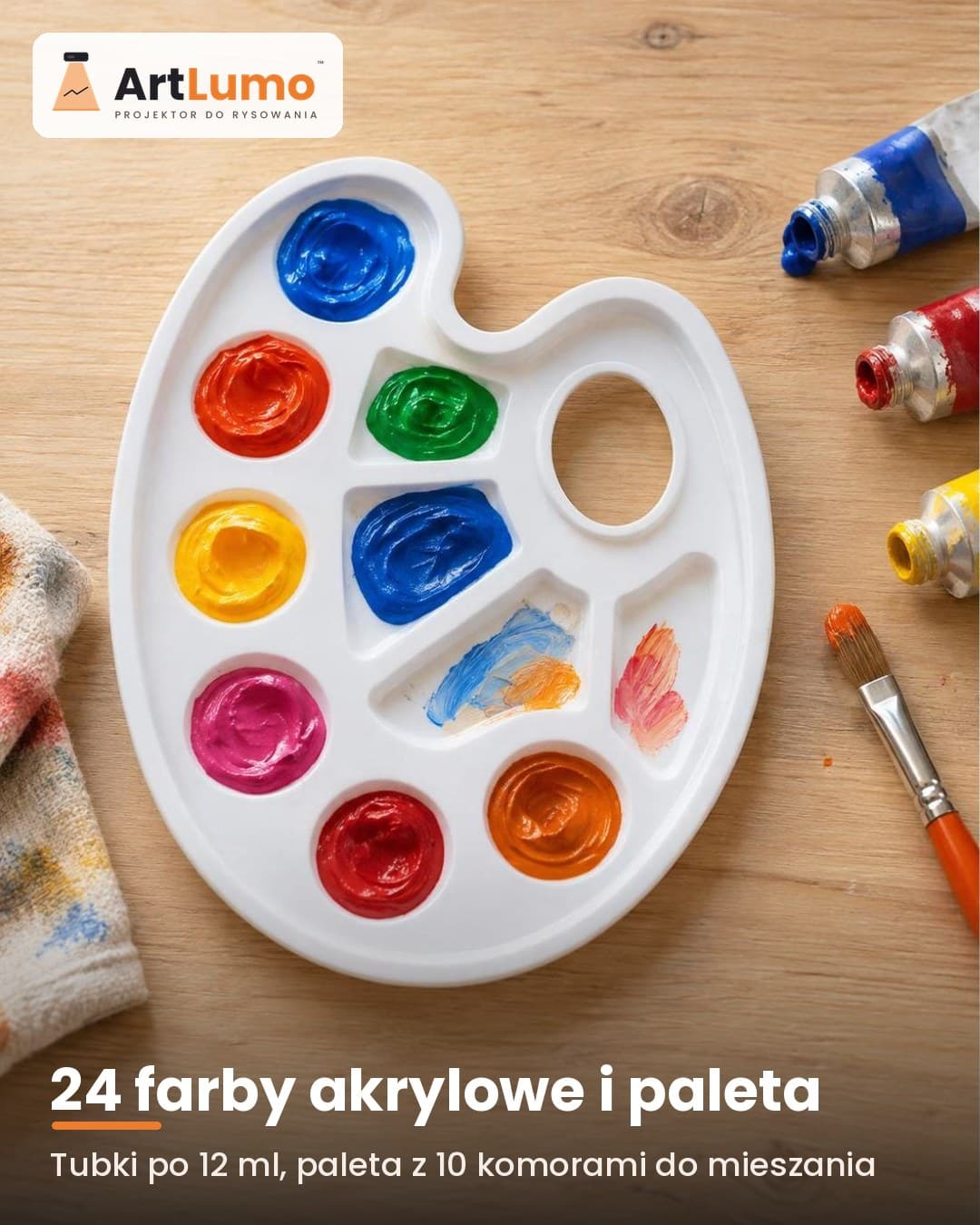 ArtLumo™ Zestaw malarski – sztaluga, farby, płótna i pędzle (42 el.)