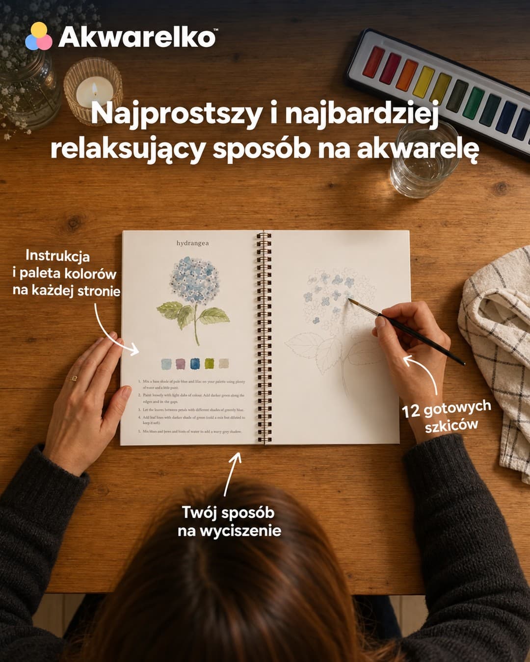 Akwarelko™ – zeszyt akwarelowy z gotowymi szkicami