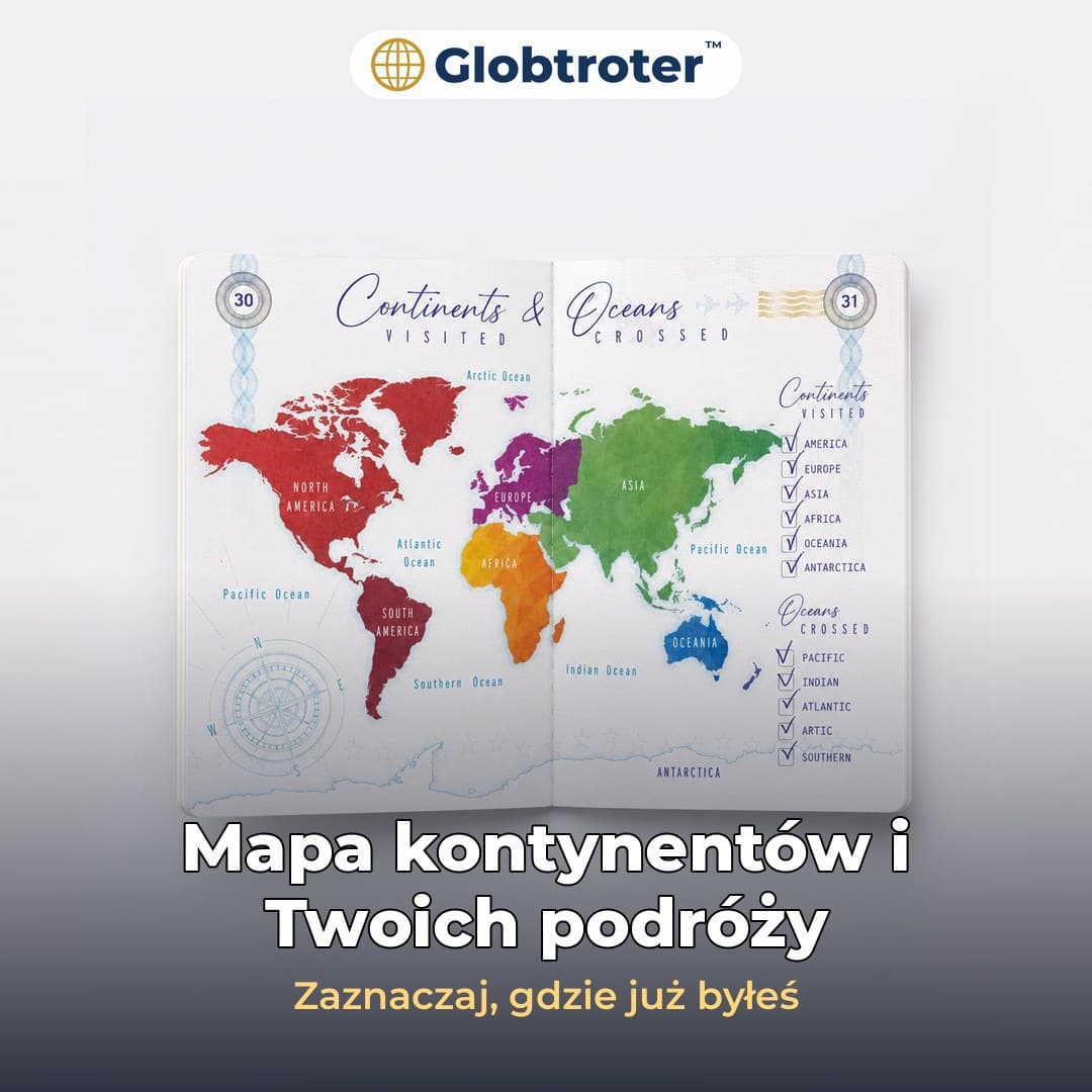 Globtroter™ – paszport podróżnika z naklejkami krajów i ukrytymi grafikami UV