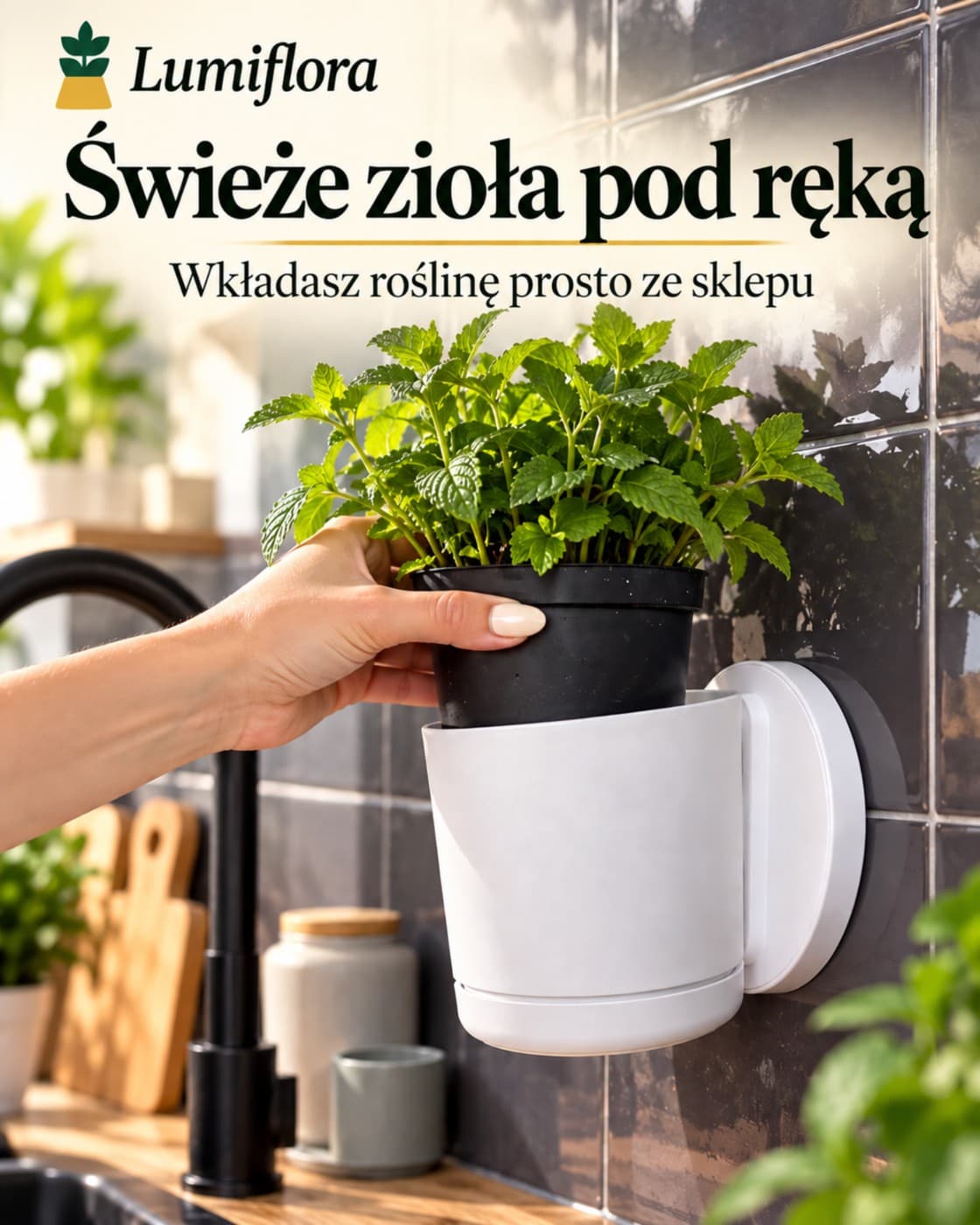 Lumiflora™ – doniczka ścienna z lampką LED na pilota
