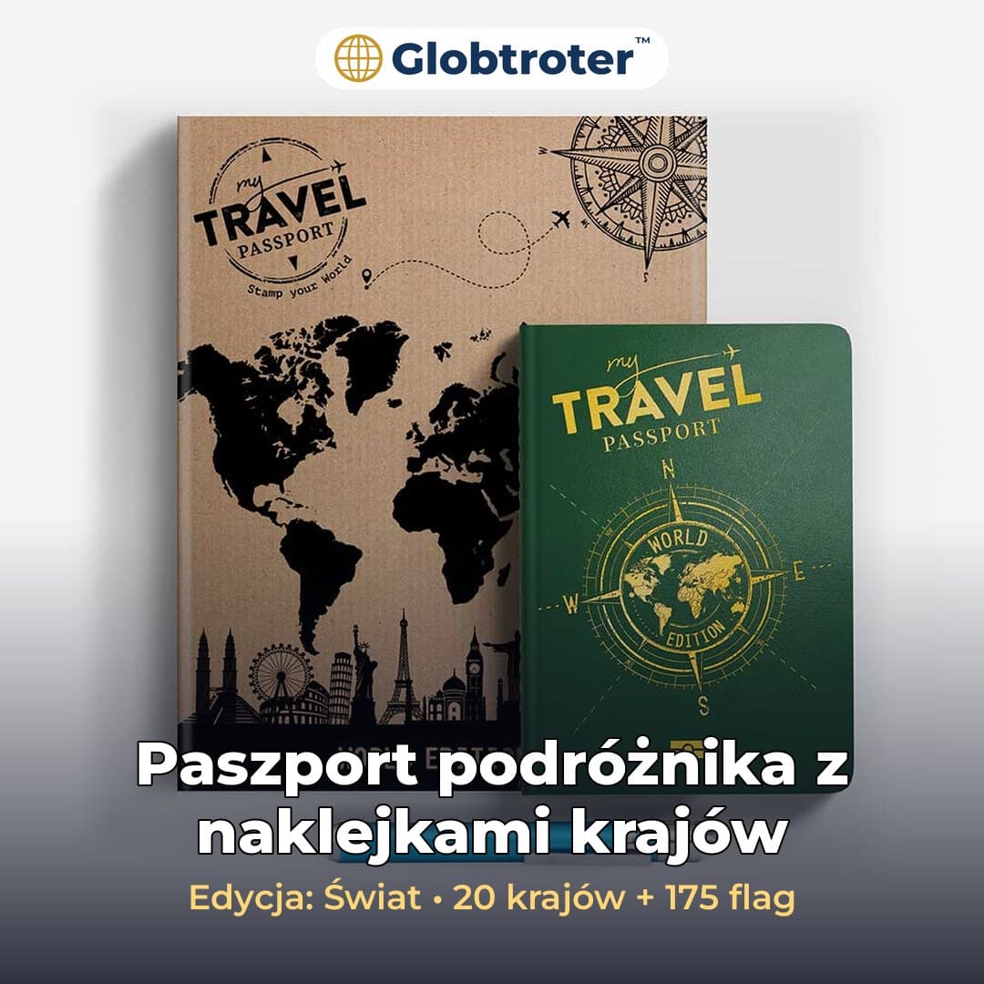 Globtroter™ – paszport podróżnika z naklejkami krajów i ukrytymi grafikami UV