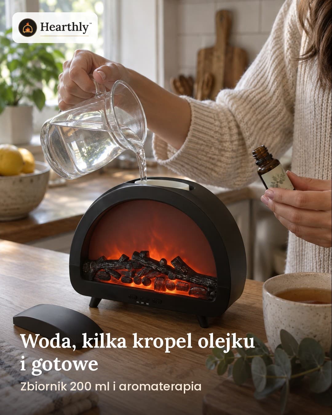 Hearthly™ – nawilżacz powietrza z efektem kominka