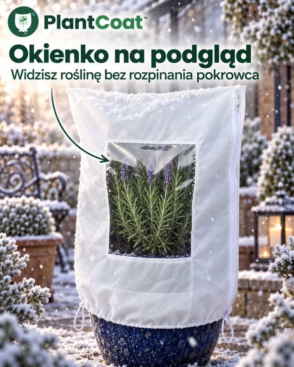 PlantCoat™ – zimowy pokrowiec na rośliny z okienkiem