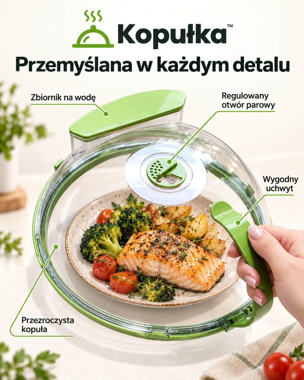 Kopułka™ – pokrywka do mikrofalówki z funkcją parowania