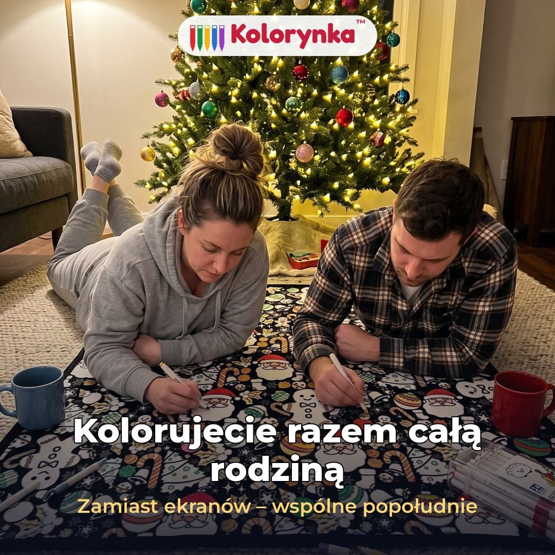 Kolorynka™ – świąteczny koc do kolorowania z pisakami do tkanin