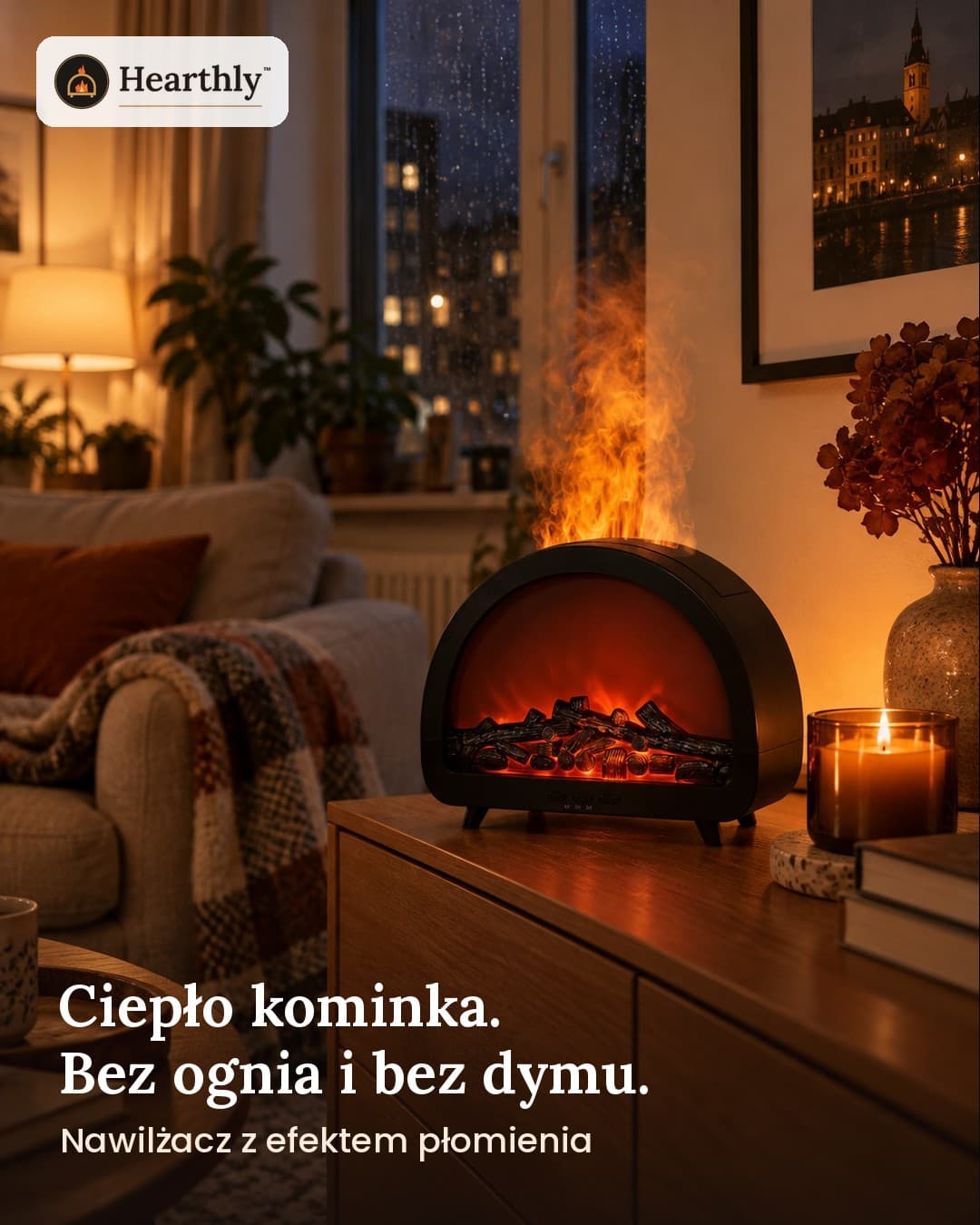 Hearthly™ – nawilżacz powietrza z efektem kominka