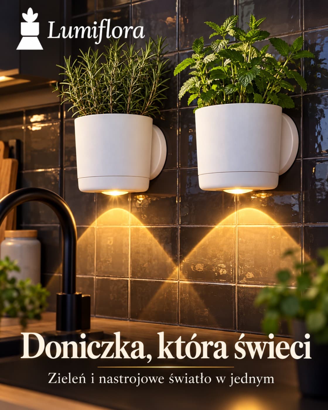 Lumiflora™ – doniczka ścienna z lampką LED na pilota