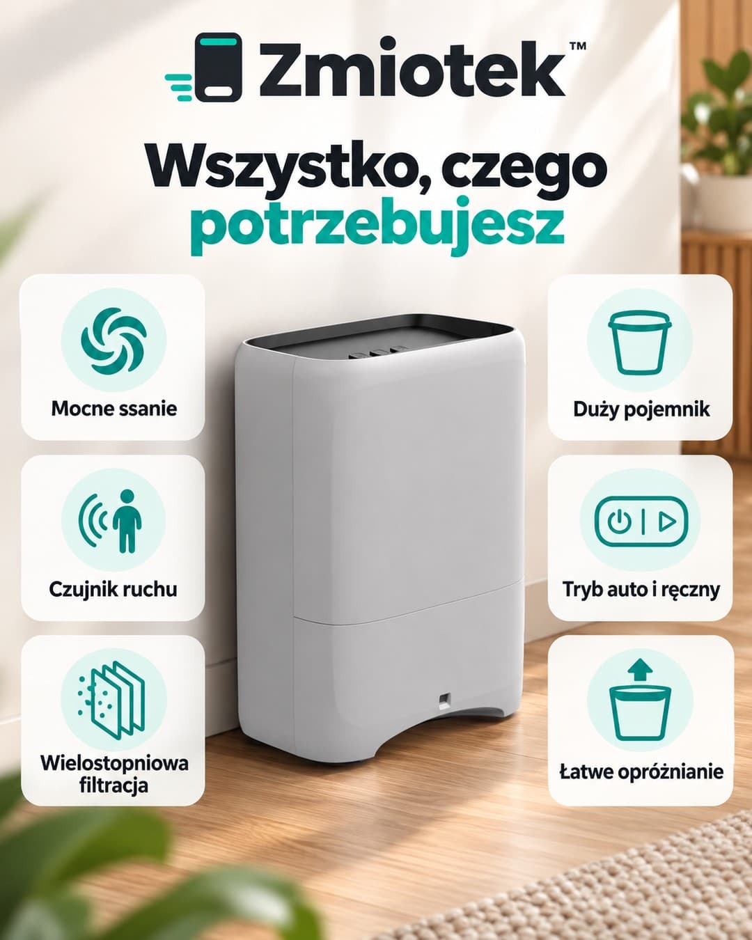 Zmiotek™ – automatyczna szufelka z odkurzaczem
