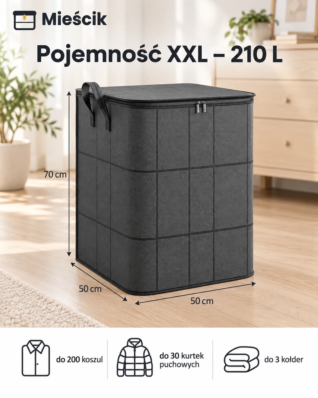 Mieścik™ – składany pojemnik XXL na pościel i ubrania