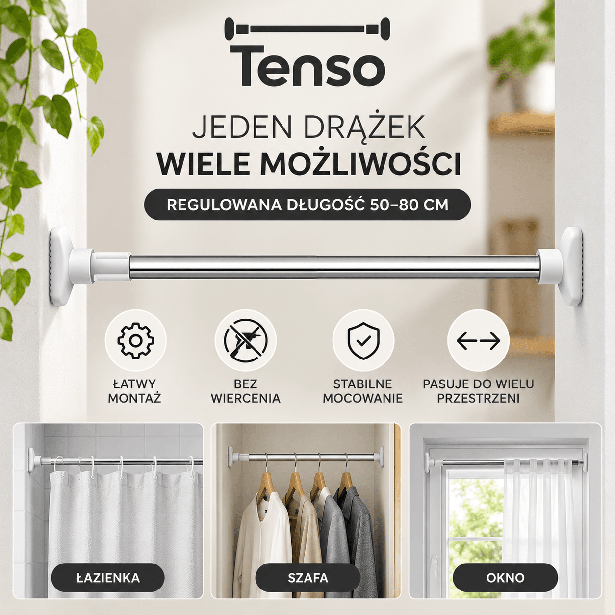 Tenso™ – regulowany drążek rozporowy bez wiercenia