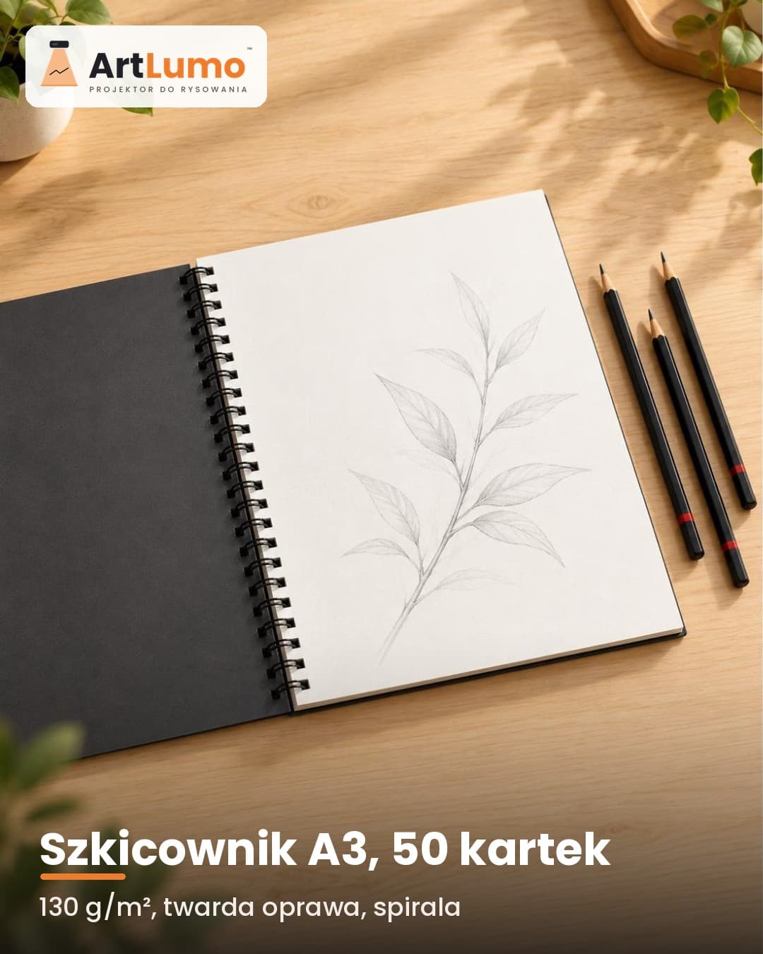 ArtLumo™ Zestaw do rysowania – 10 ołówków w puszce i szkicownik A3