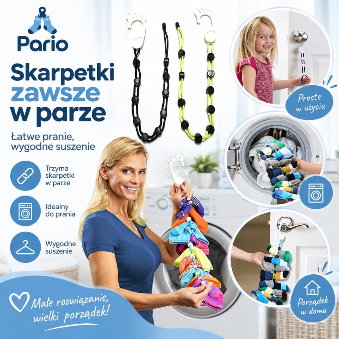 Pario™ – sznurek do prania i suszenia skarpet