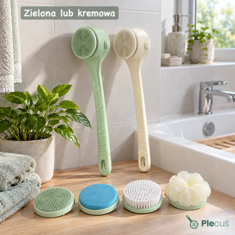 Plecuś™ – elektryczna szczotka do pleców i ciała z 4 końcówkami