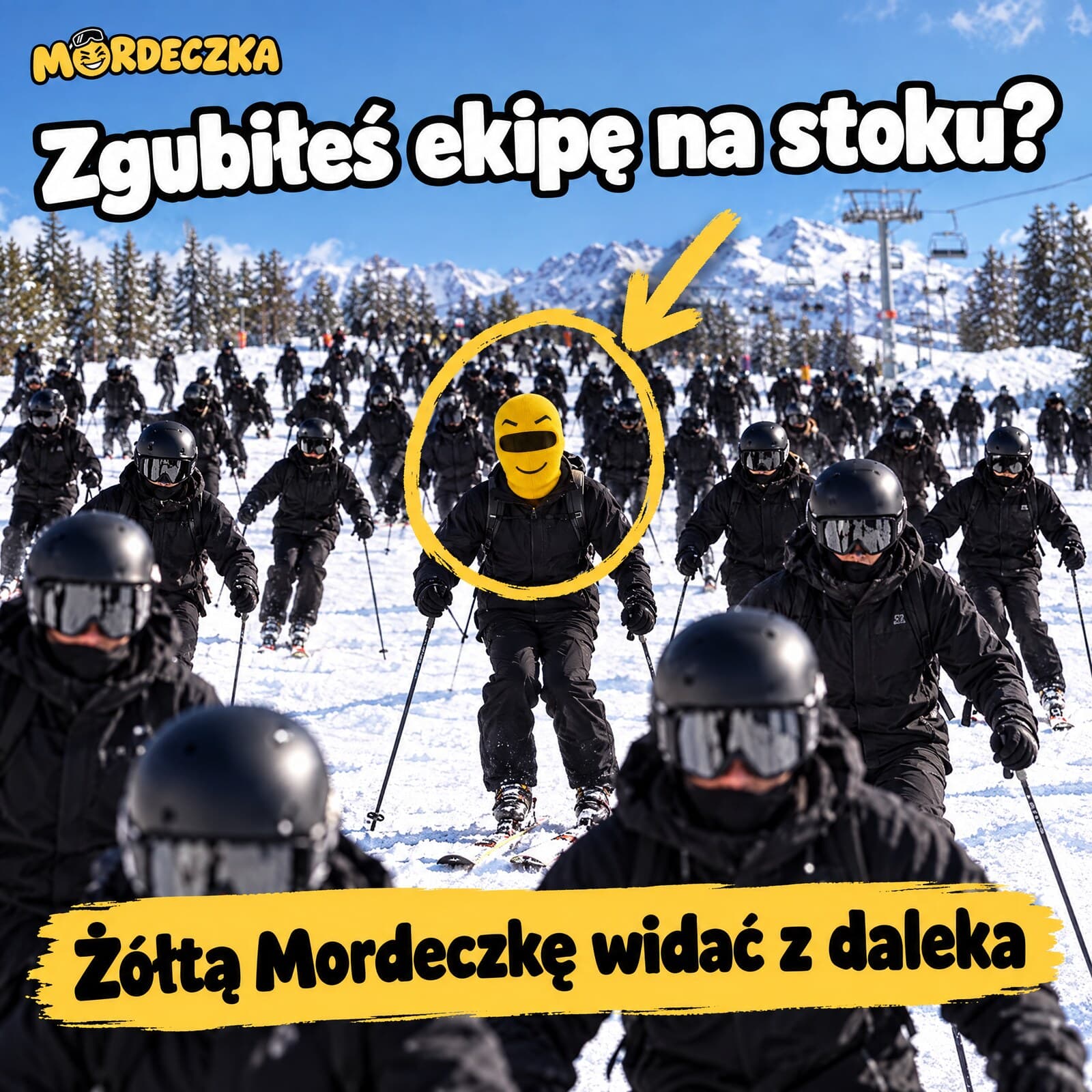 Mordeczka™ – śmieszna kominiarka narciarska z buźką