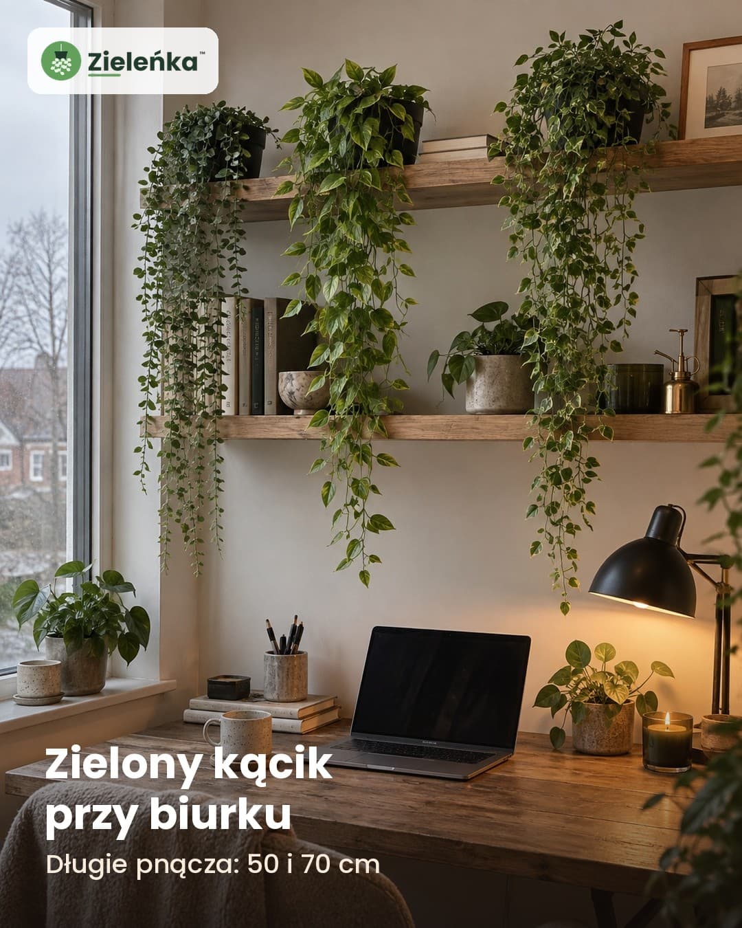 Zieleńka™ – zestaw 3 sztucznych roślin wiszących