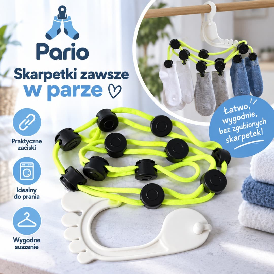 Pario™ – sznurek do prania i suszenia skarpet