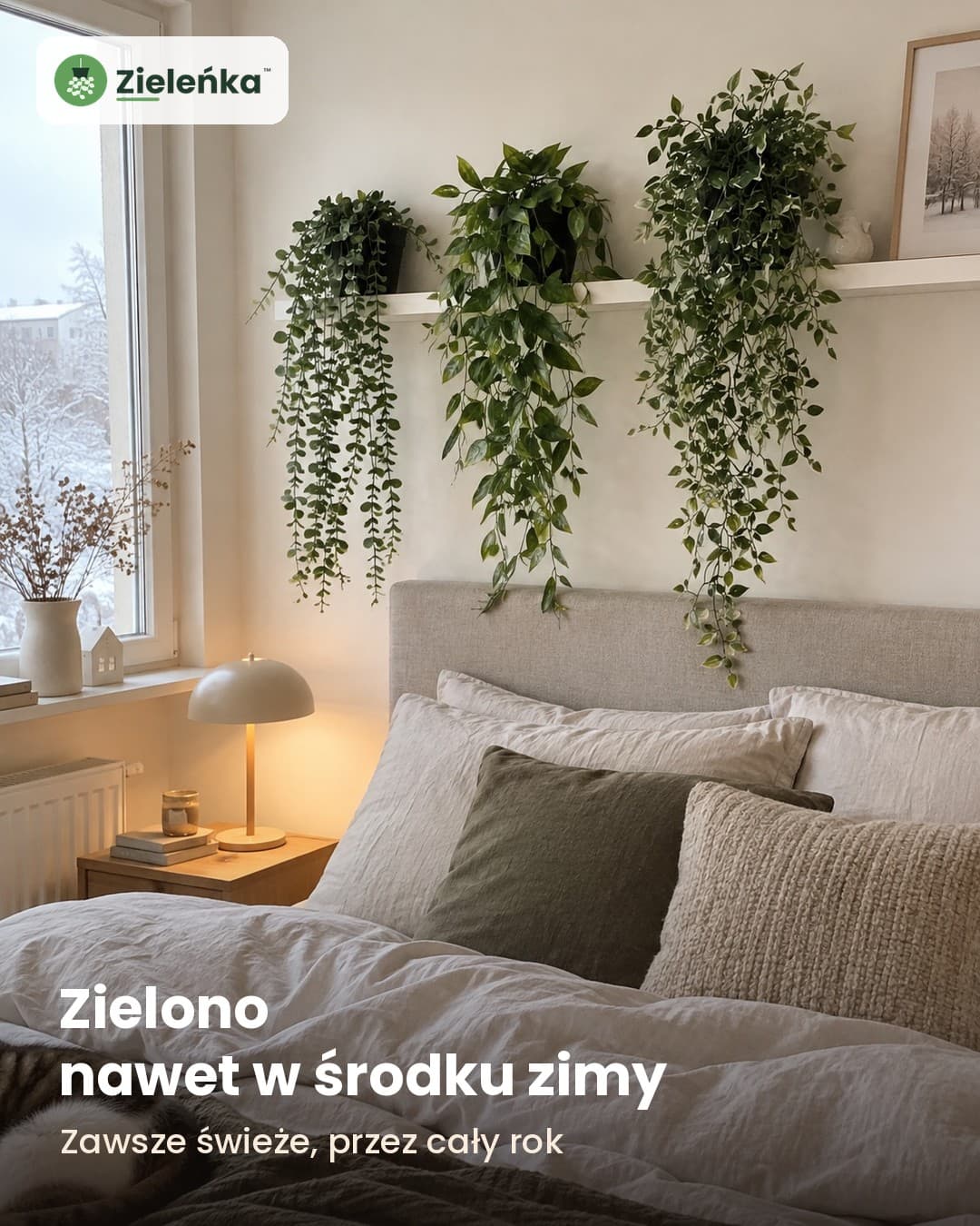 Zieleńka™ – zestaw 3 sztucznych roślin wiszących