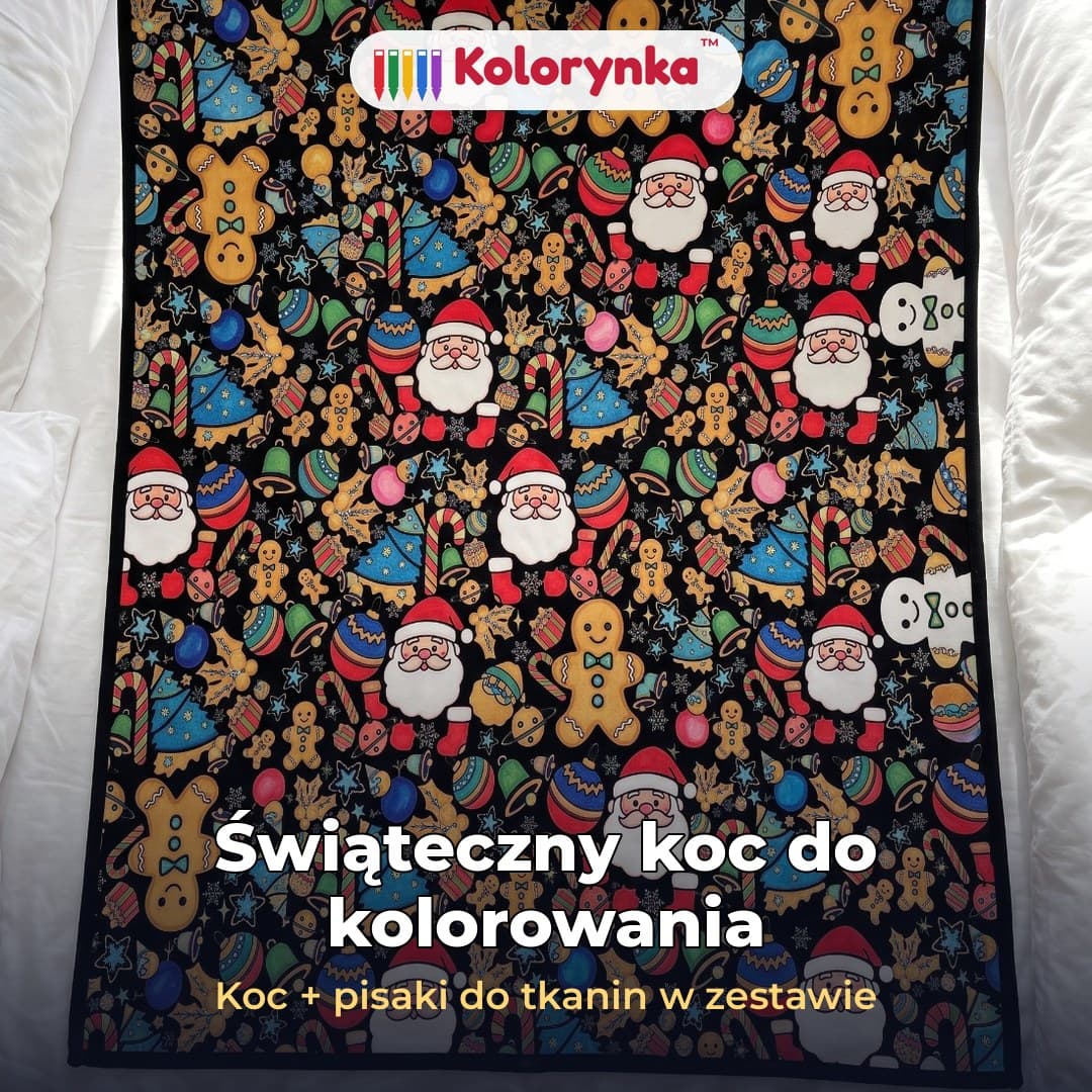 Kolorynka™ – świąteczny koc do kolorowania z pisakami do tkanin