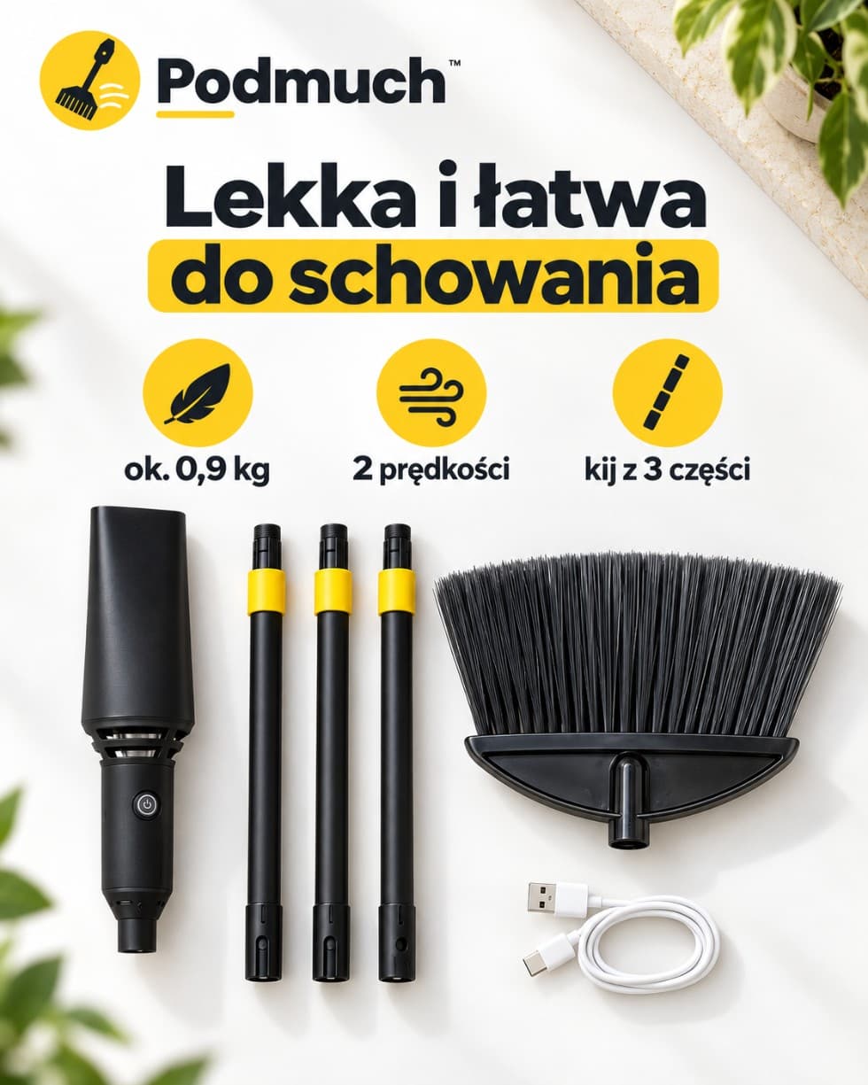 Podmuch™ – miotła z wbudowaną dmuchawą akumulatorową