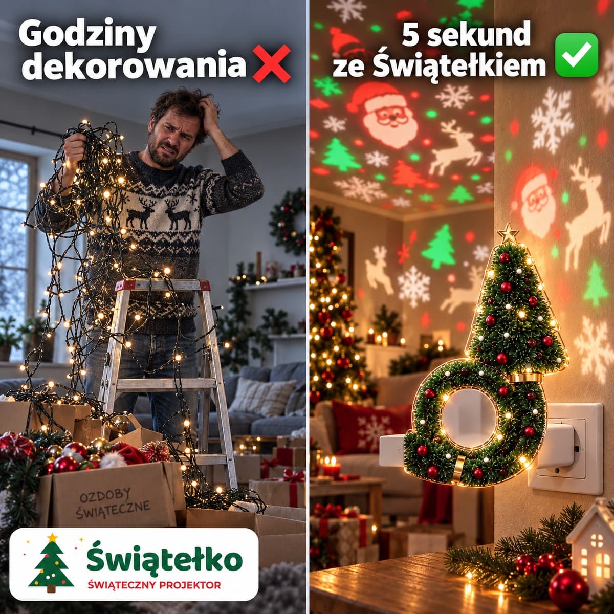 Świątełko™ – świąteczny projektor USB w kształcie choinki