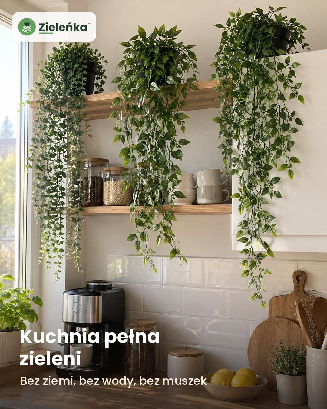 Zieleńka™ – zestaw 3 sztucznych roślin wiszących