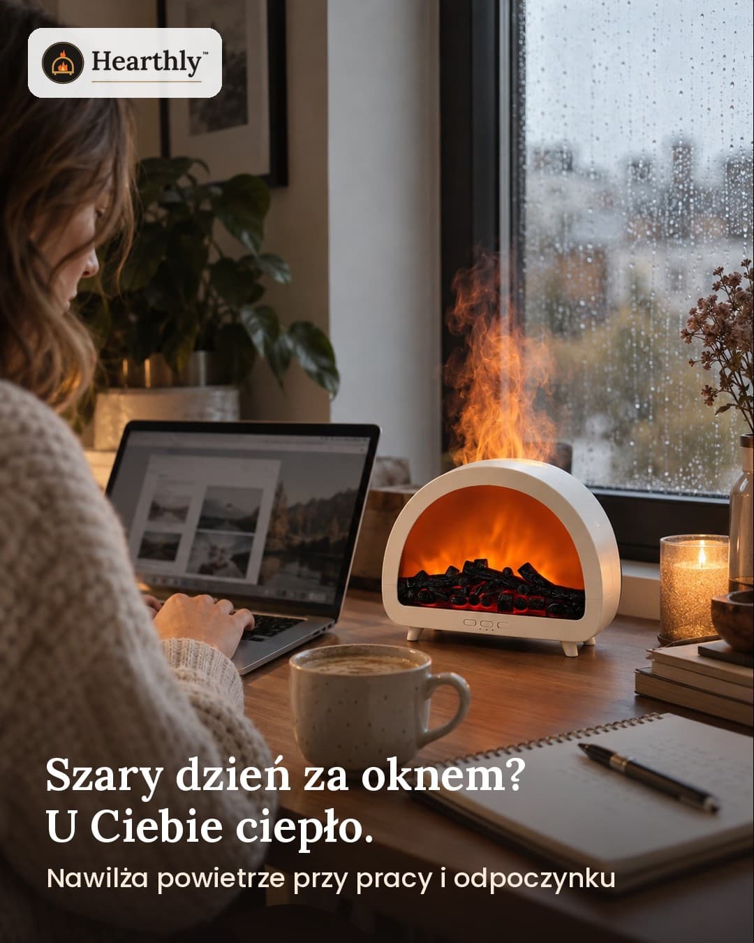 Hearthly™ – nawilżacz powietrza z efektem kominka