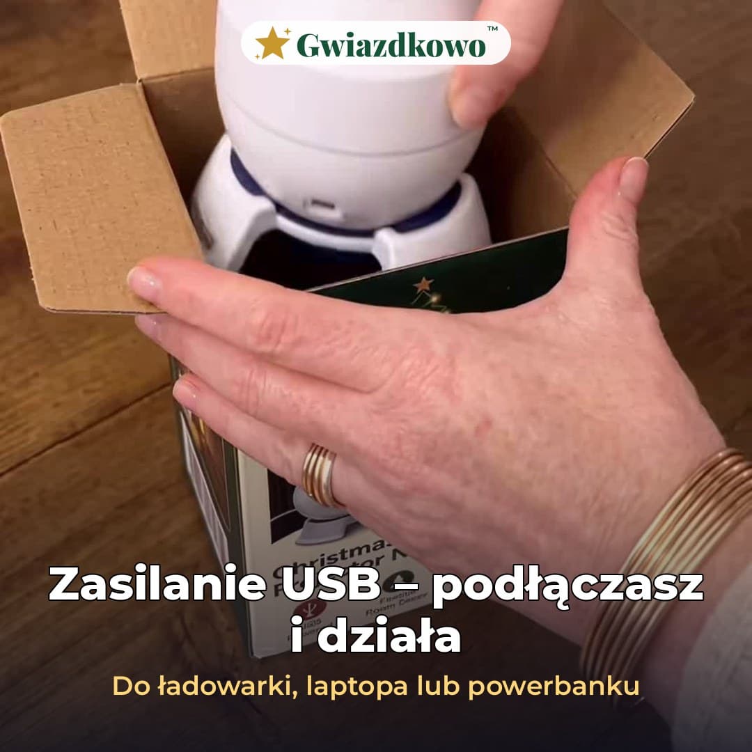 Gwiazdkowo™ – świąteczny projektor na sufit z obrotową podstawą 360°