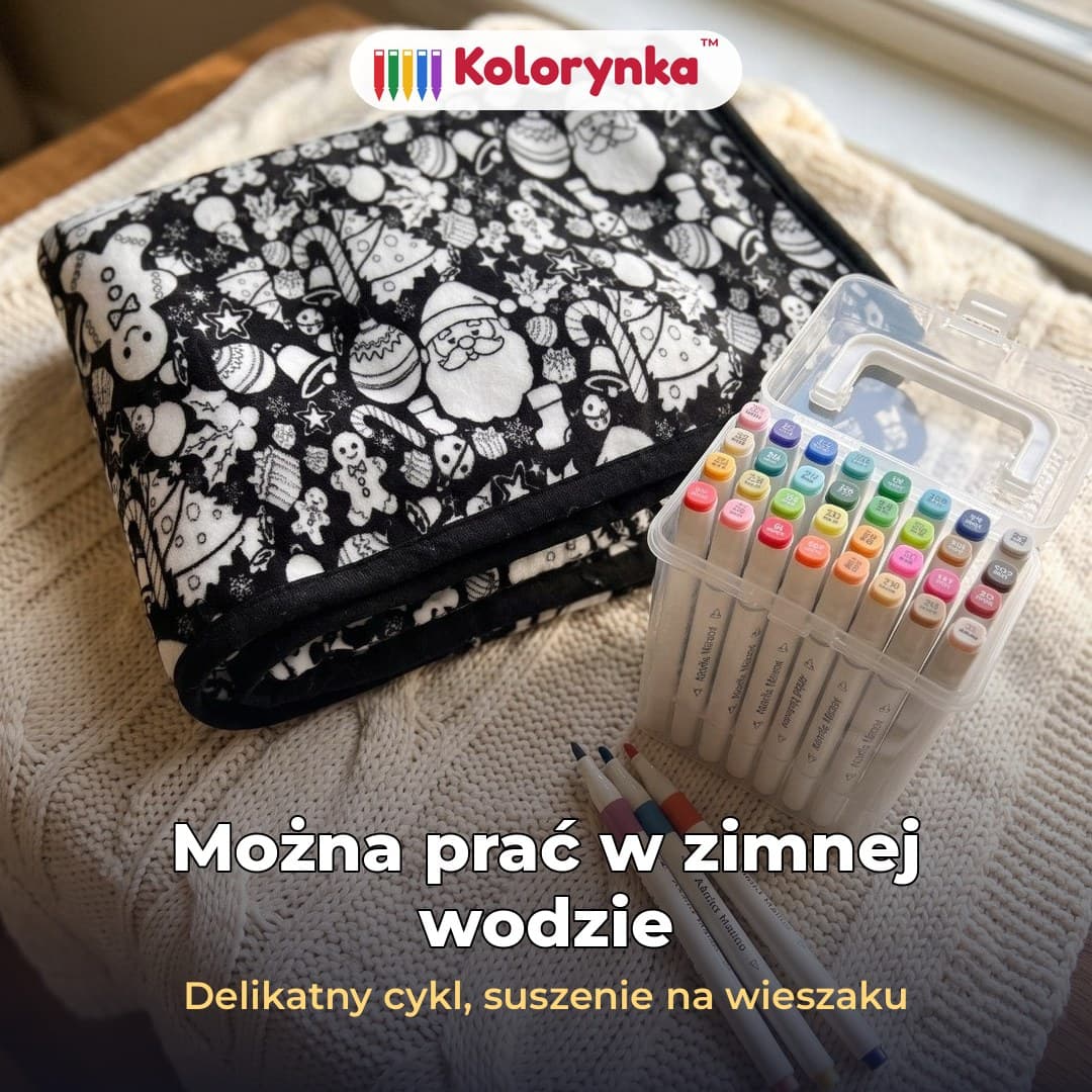 Kolorynka™ – świąteczny koc do kolorowania z pisakami do tkanin
