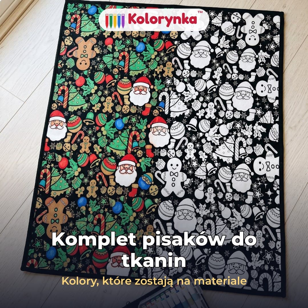 Kolorynka™ – świąteczny koc do kolorowania z pisakami do tkanin