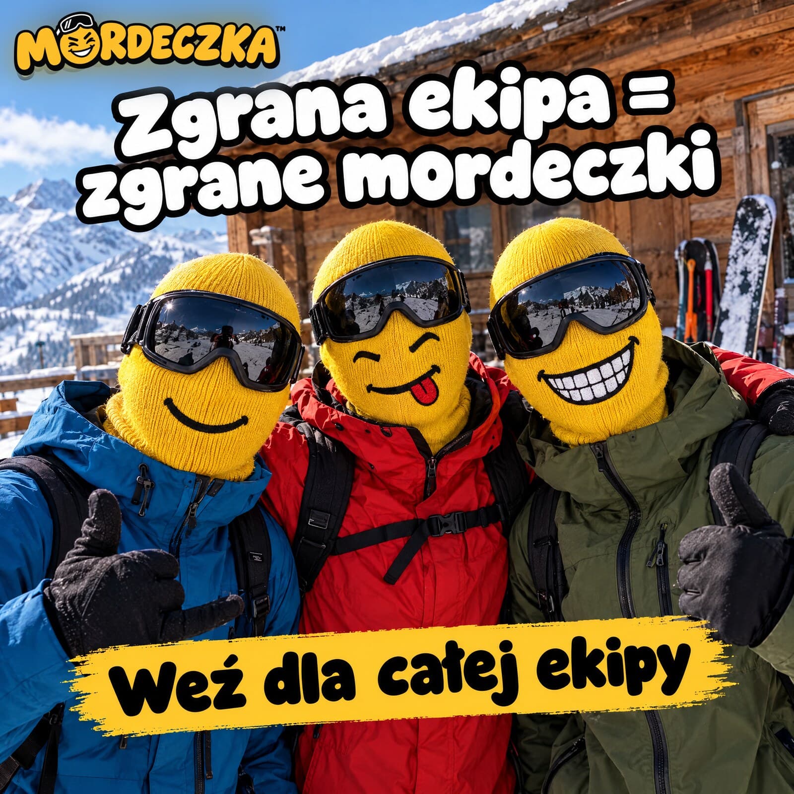 Mordeczka™ – śmieszna kominiarka narciarska z buźką